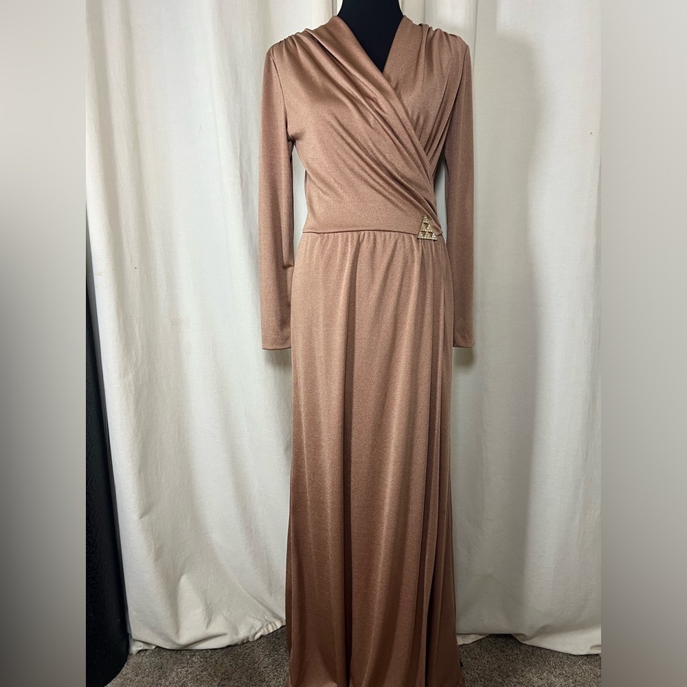 Joy Steven's 1970's VTG  Gold Dress/Gown